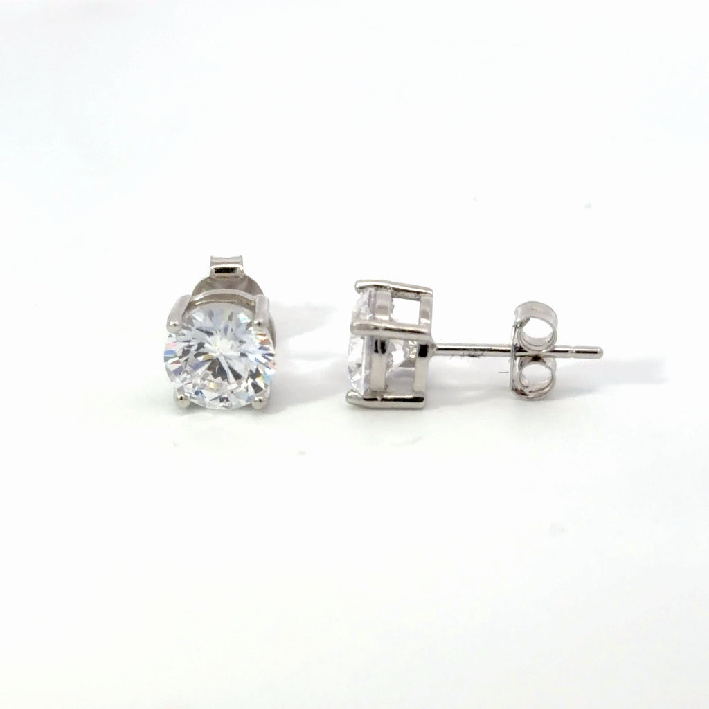 7mm Brilliant Stud Earrings Finished in Rhodium