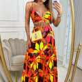 Summer Floral V-Neck Maxi Dress Two-Piece Set for Women