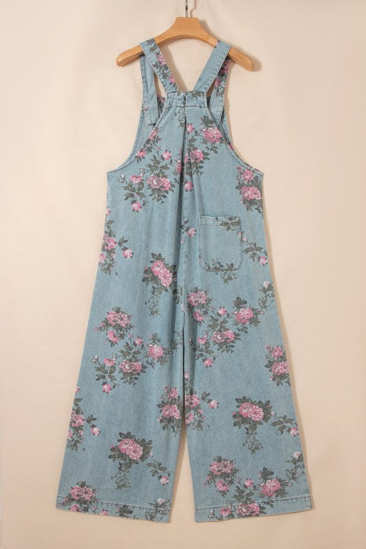 Floral Pleated High Waist Wide Leg Jumpsuit