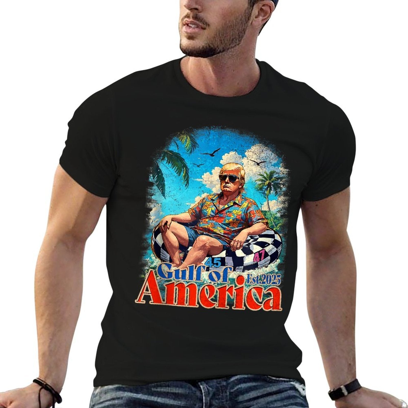 Funny Trump Gulf Of Us America 2025 Vintage Trump Graphic-printed T-Shirt