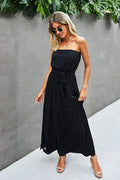 Off Shoulder Waist Tie Ruffle Dress