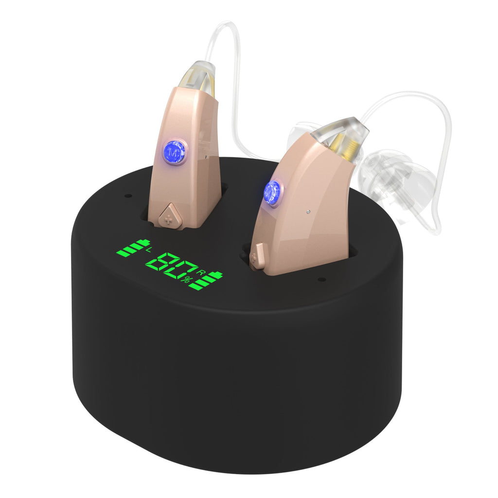 High-Power Ear-Hang Hearing Aid With Magnetic Charging