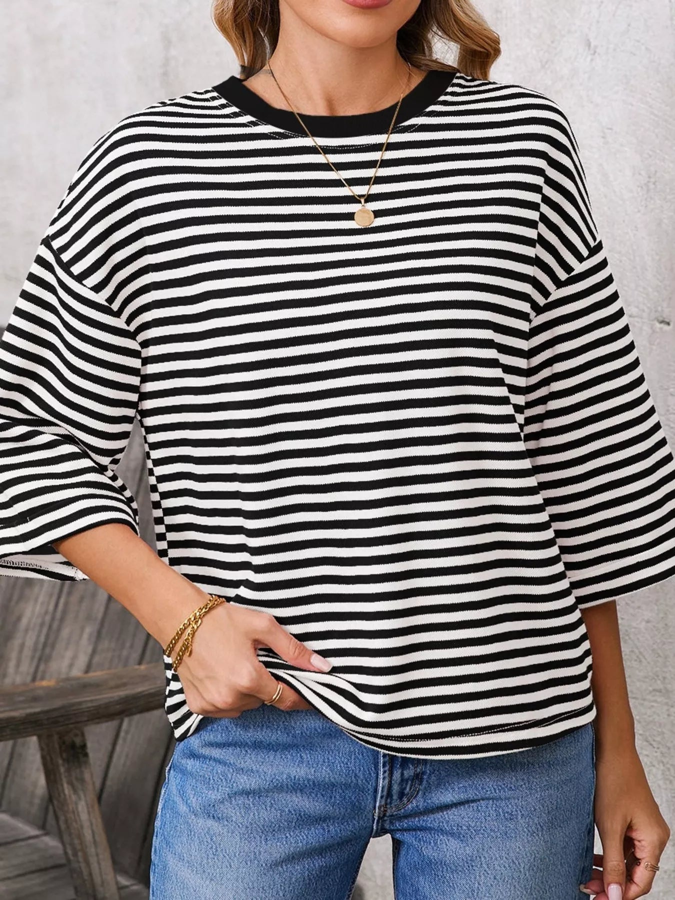 Striped Back Bow Tie T-Shirt