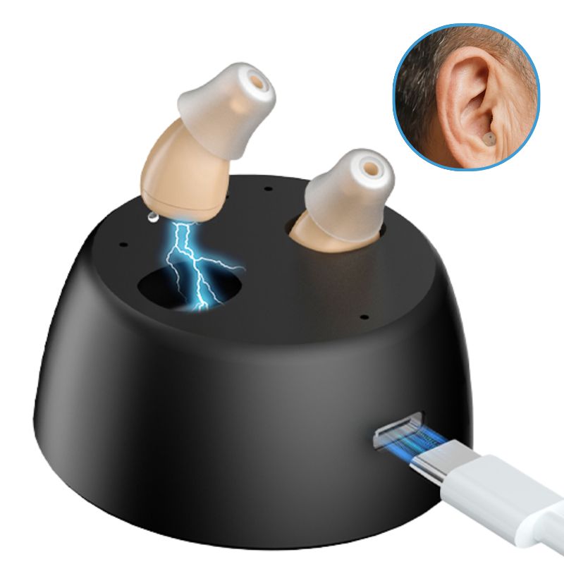 Rechargeable Noise-Canceling CIC Hearing Aids Senior Invisible Sound Amplifier For Seniors With Severe Hearing Loss