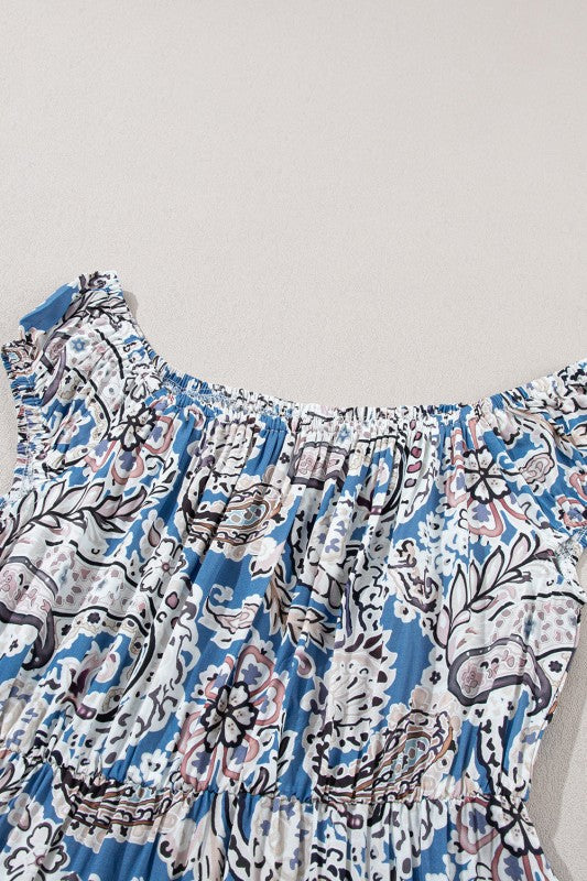 Boho Paisley Off-Shoulder Maxi Dress