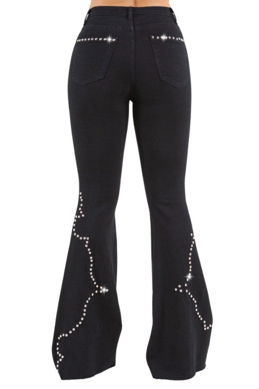 Santa Fe Bell Bottom Jean in Black Denim