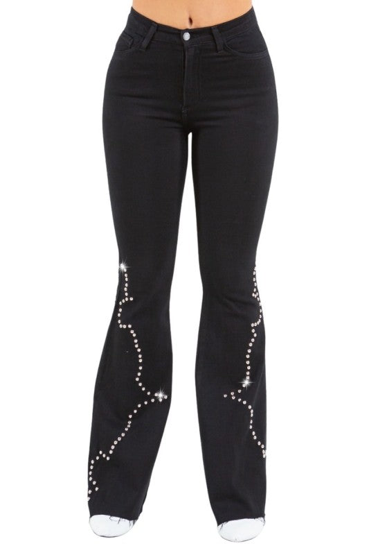 Santa Fe Bell Bottom Jean in Black Denim