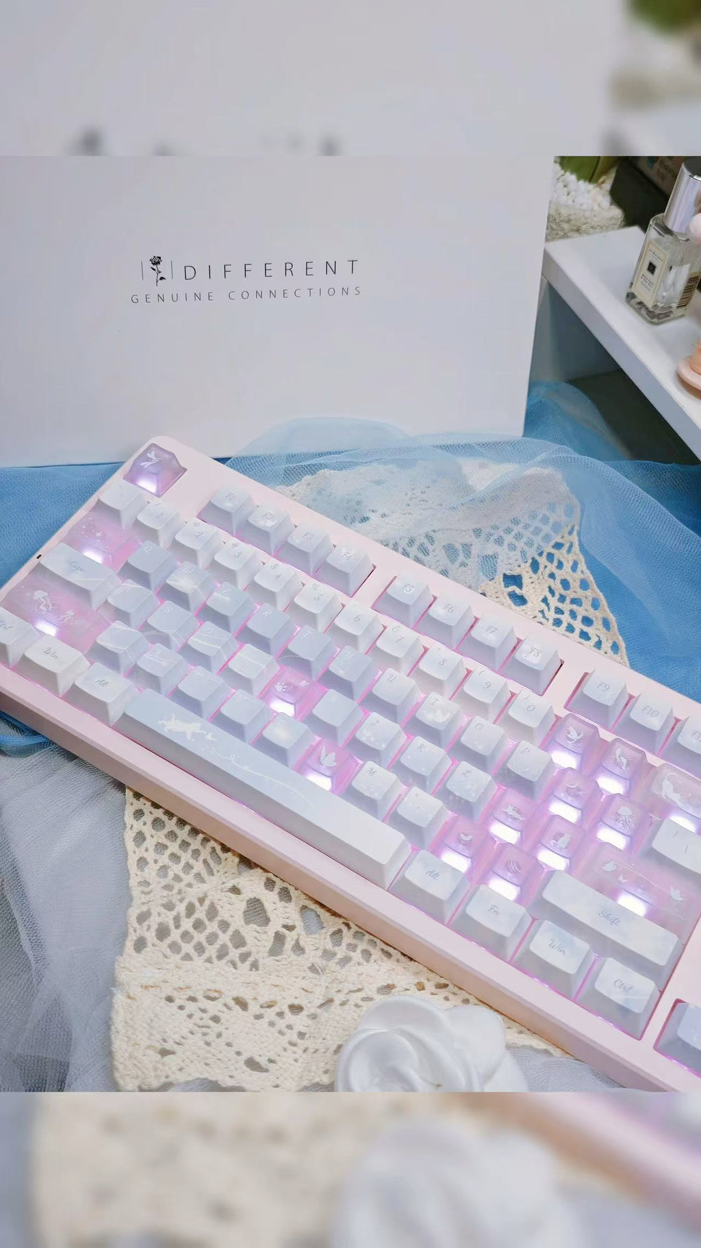 Blue Purple PC Fog-transparent Keycaps