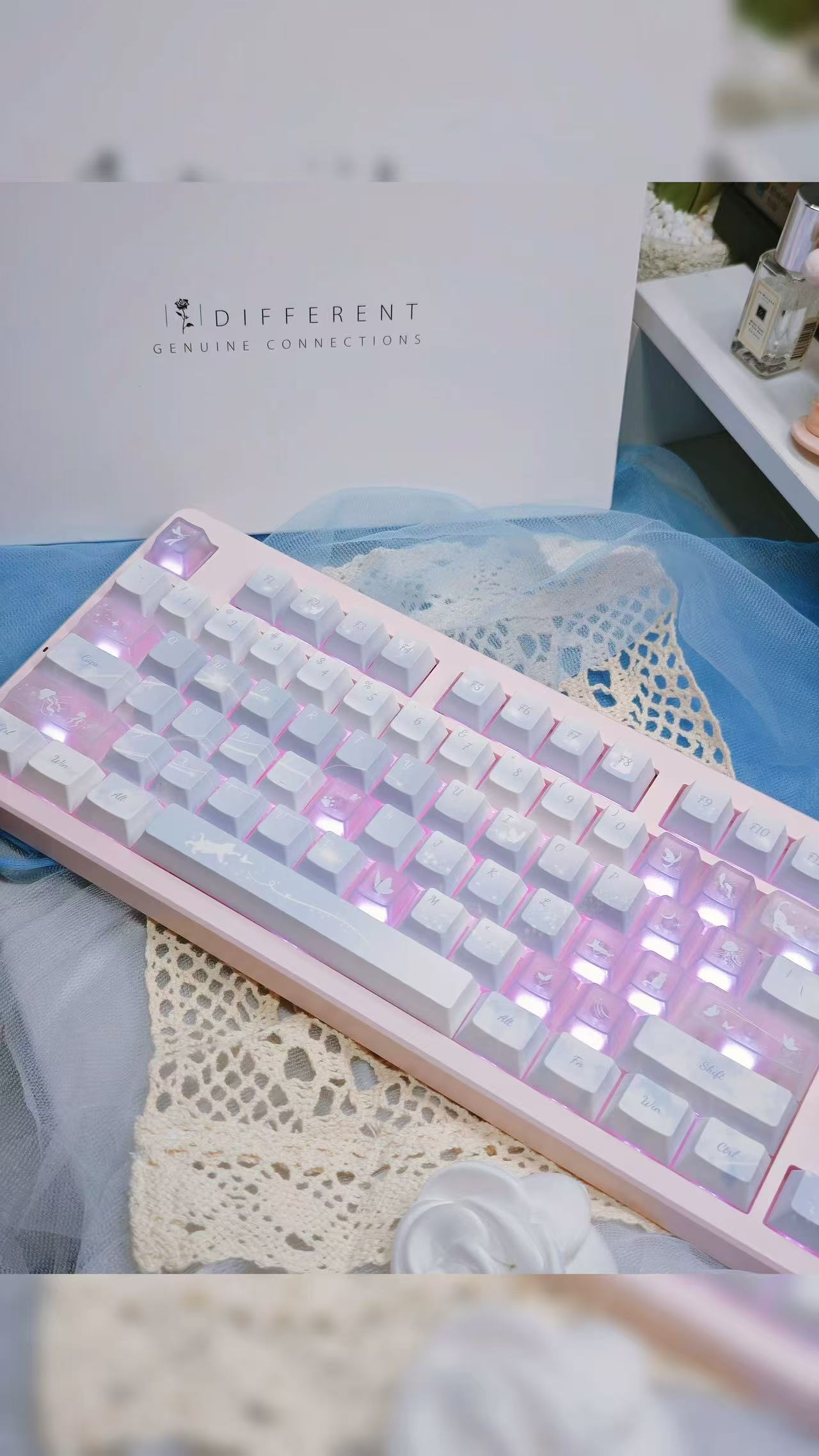 Blue Purple PC Fog-transparent Keycaps