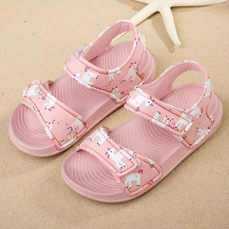 Trendy Girls Cartoon Print Non-Slip Summer Sandals