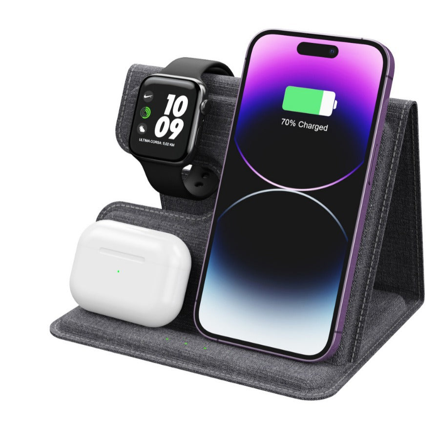 15W Foldable Leather Desktop Wireless Charger For IPhones