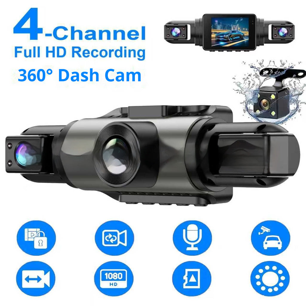 Hidden Four-Lens Simultaneous Recording IPS HD Dash Cam