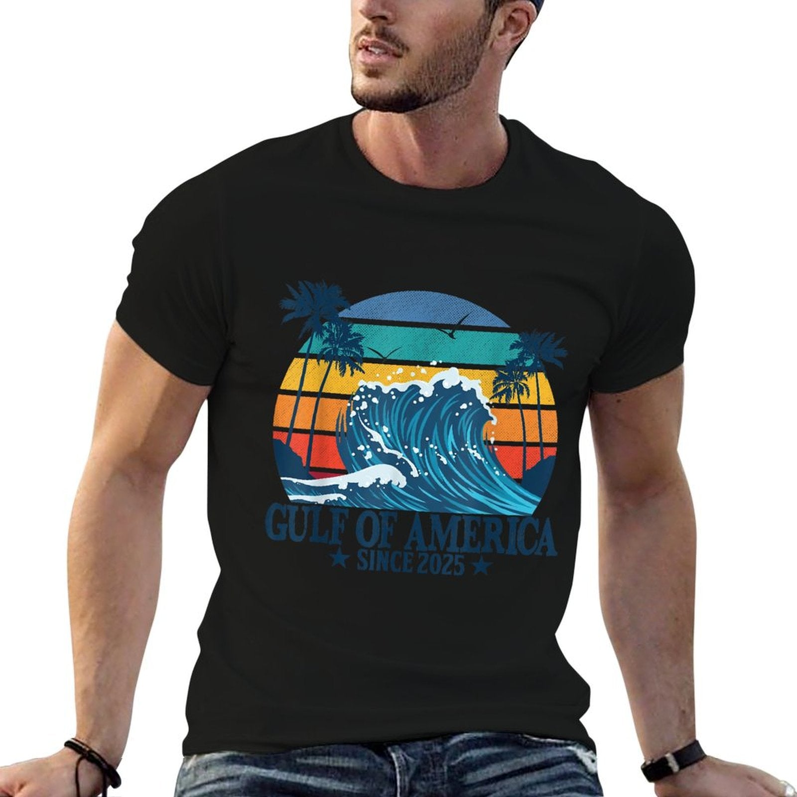 Gulf of US America Vintage Beach America's Gulf Slim-fit Cut T-Shirt