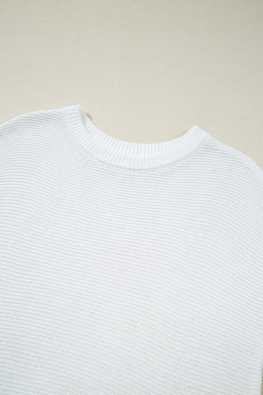 Solid Short Sleeve Side Slit Sweater Tee