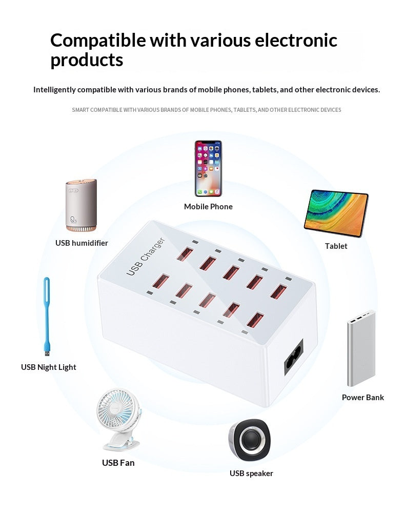 10-port 60W Multi-USB Charger