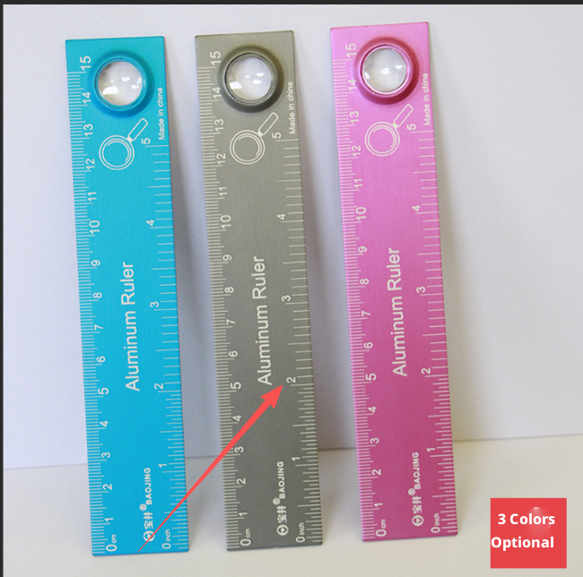 Aluminum alloy magnifying glass ruler-blue-15cm-1 piece