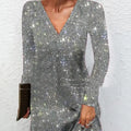 Elegant Sequined V-neck Dress