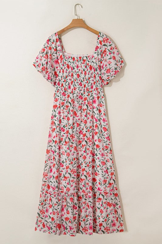 Plus Size Floral Square Neck Maxi Dress
