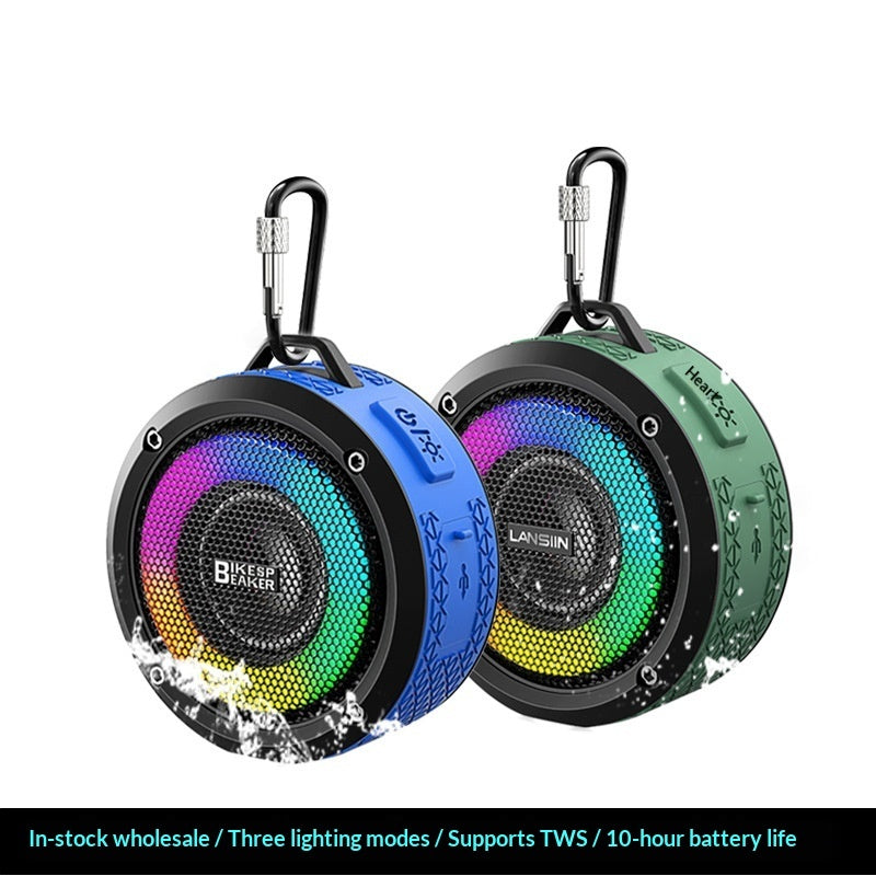 Round Waterproof Bluetooth Speakerportable Outdoor WTS Player With Dazzling RGB Lighting