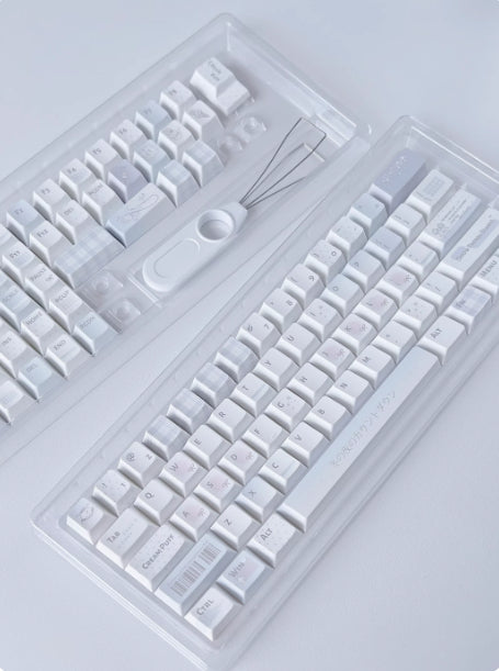 Original Water-colored Diary Keycaps Cute Soft-toned Cool Blue And Uniquely Designed Keyboard Caps