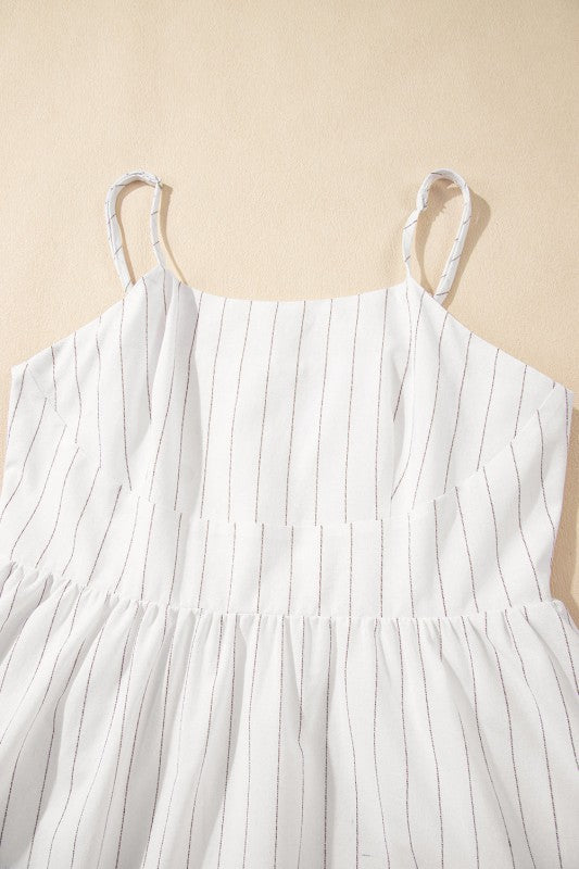 Stripe Spaghetti Strap High Waist Maxi Dress