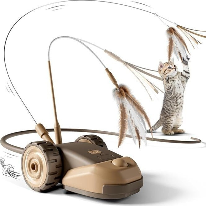 Smart Remote-Controlled Electric Car With Wire-Feather Toy For Cats