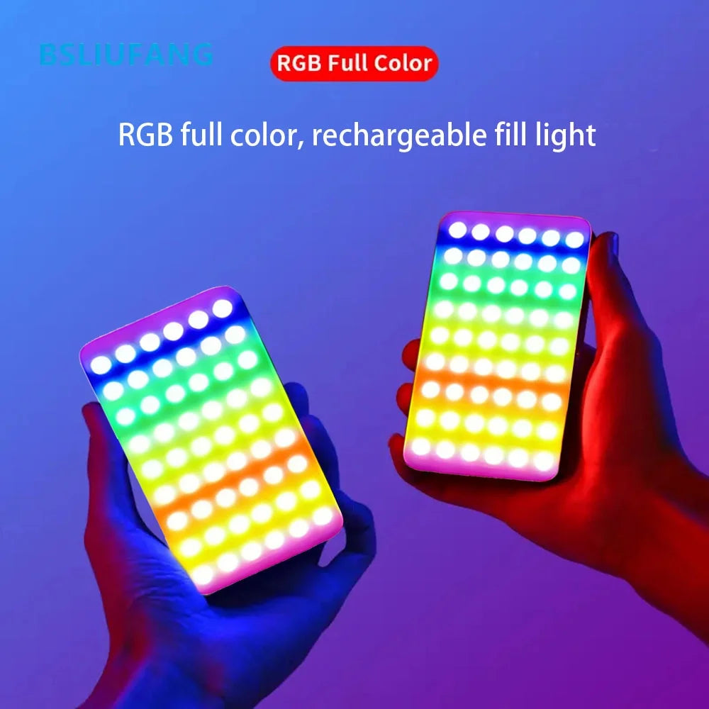 BSLIUFANG LED RGB Camera Light Full Color Output Video Light Kit Dimmable 2700K-6500K Bi-Color Panel Light Rechargeable