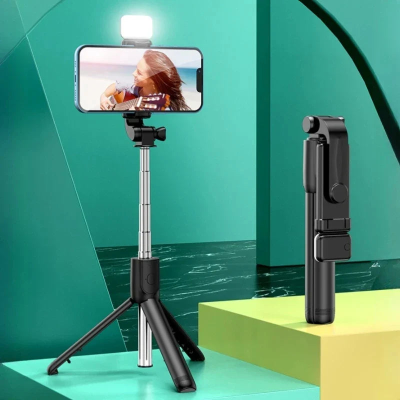 Roreta Monopod Remote Shutter Fill Light for iPhone Samsung Xiaomi Phone Holder Mini Tripod Wireless Bluetooth Selfie Stick