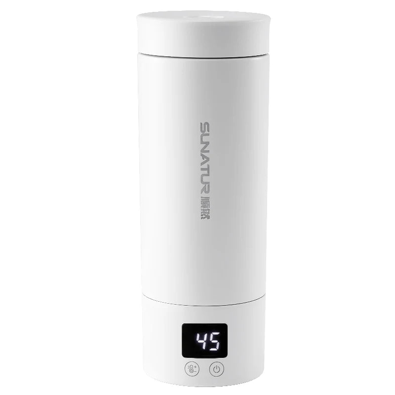 SUNATUR 400ml Electric self heating Cup Portable Thermos Smart Temperature Travel heater tumbler 316L kettle coffee wireless mug