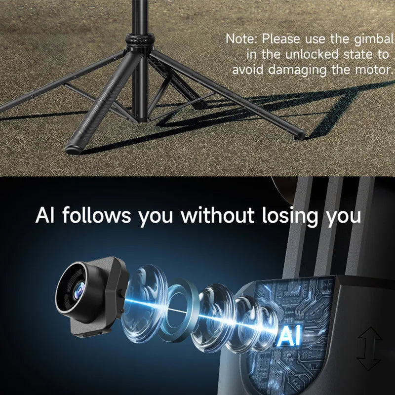 New upgrade Selfie Tripod Gimbal Stabilizer For Smartphone Bluetooth Remote Intelligent AI Follow-Up Anti Shake Pan Tilt