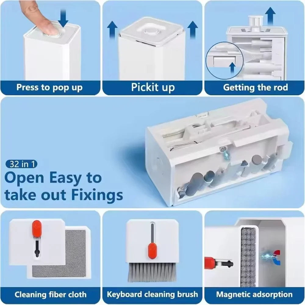 20/32-in-1 Multi-Functional Deep Cleaning Kit for iPhone Ports, AirPods, Keyboard, and Keycap Removal - Precision Tools