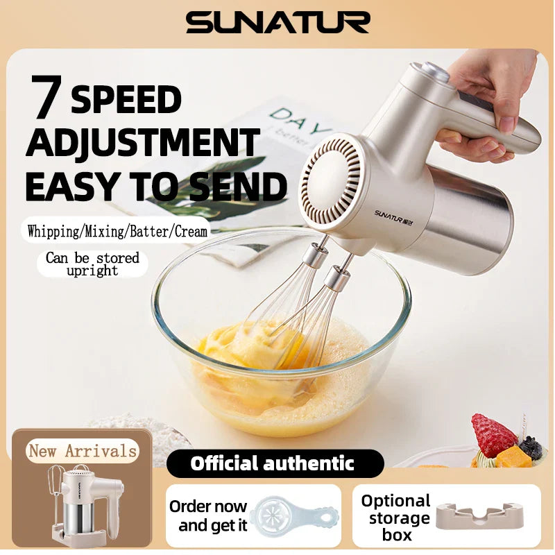 SUNATUR 400W wireless Hand Mixer charging DC Egg Cake Beater Cream Cookies Bakery electric handheld Kitchen blender machine