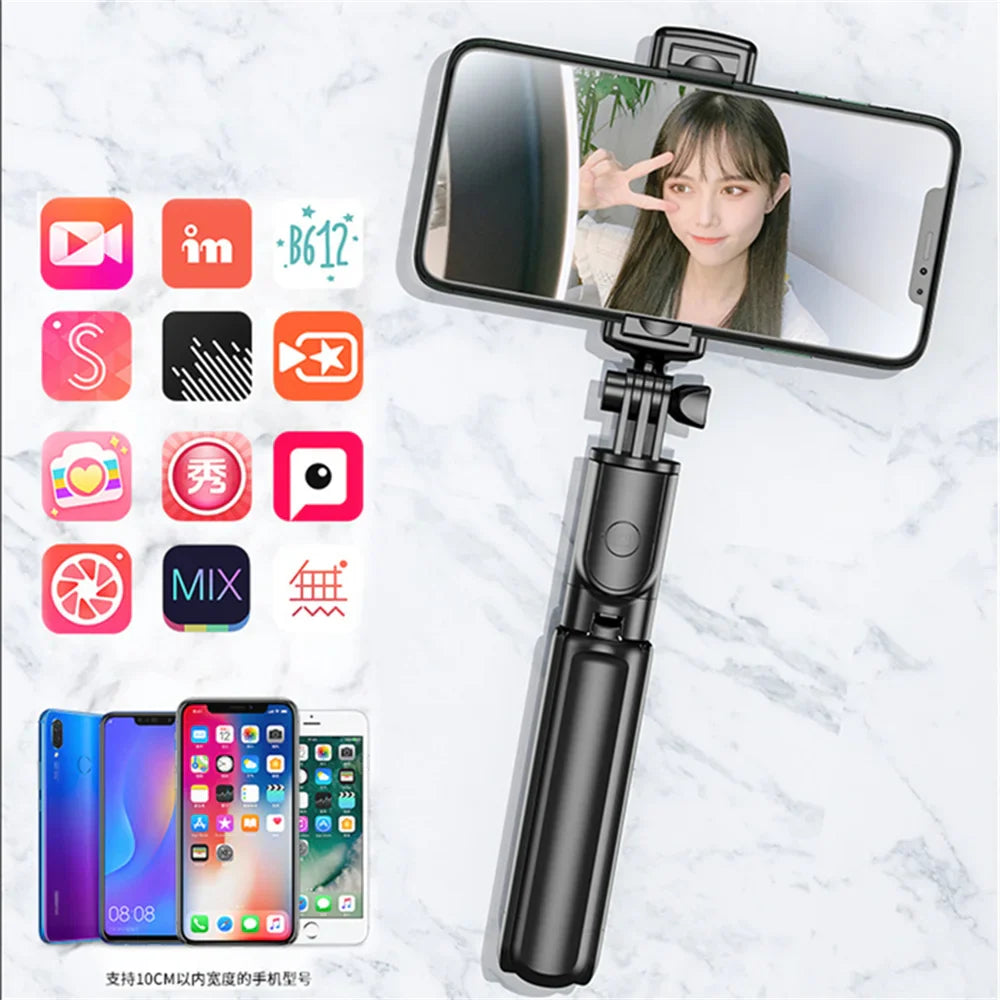 Roreta Wireless Selfie Stick Tripod Stand Bluetooth Remote Extendable Tripod for iPhone Mobile Phone Tiktok Live Streaming