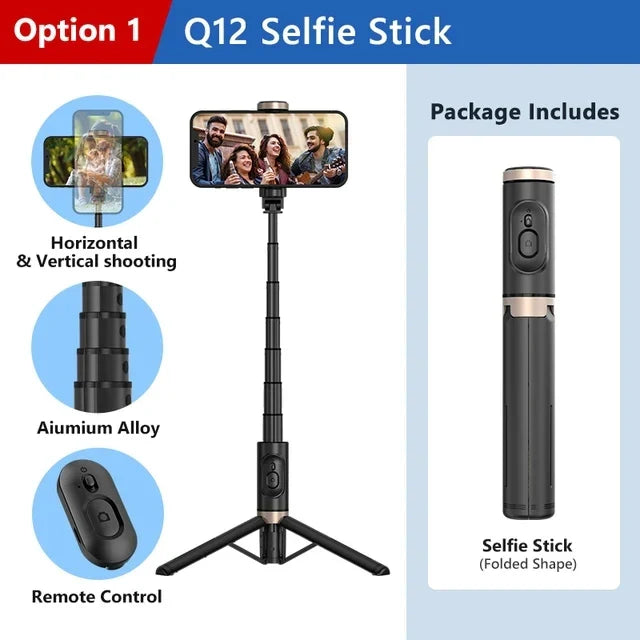 Roreta 2024 NEW Bluetooth Selfie Stick  Foldable Wireless Tripod with Bluetooth Shutter Monopod Live Photograph for iphone