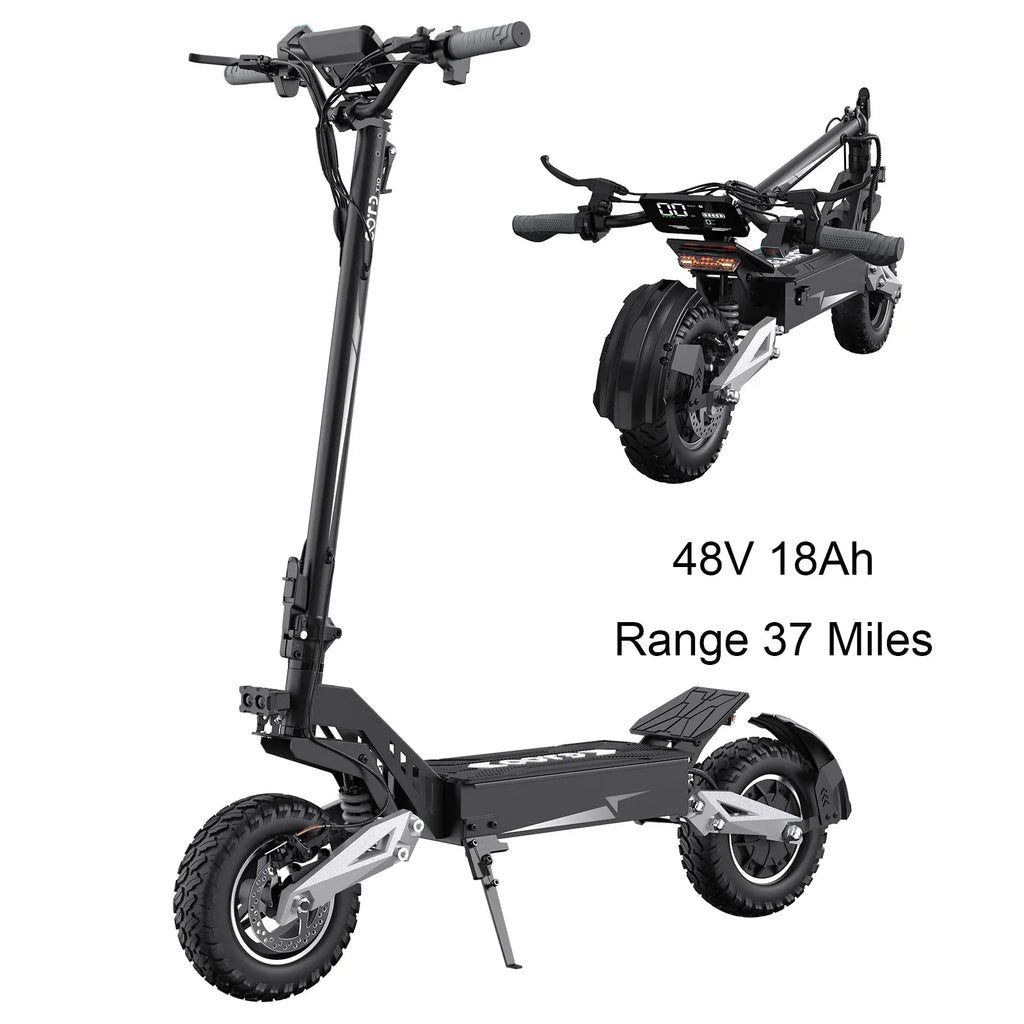 OOTD T10 900W Electric Scooter 48V 13.5AH/18AH Battery Range 28-37Miles 11" Off-Road Tires Foldable Lightweight Mobility Scooter