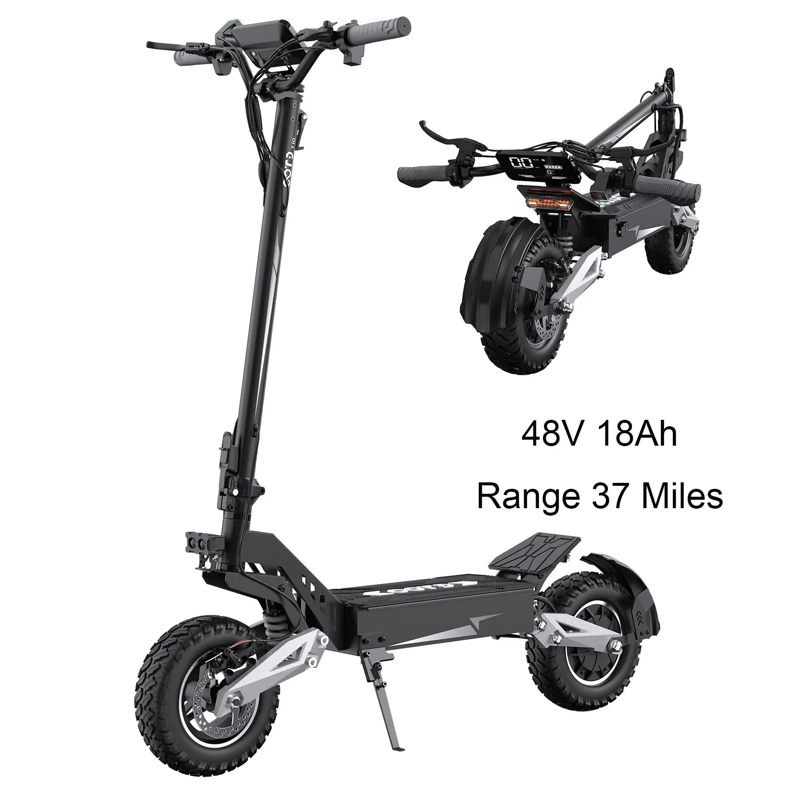 OOTD T10 900W Electric Scooter 48V 13.5AH/18AH Battery Range 28-37Miles 11" Off-Road Tires Foldable Lightweight Mobility Scooter