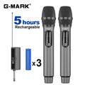 Wireless Microphone G-MARK X220U UHF Karaoke Mic With Rechargeable Lithium Battery Receiver Work 5 Hours For Speakers