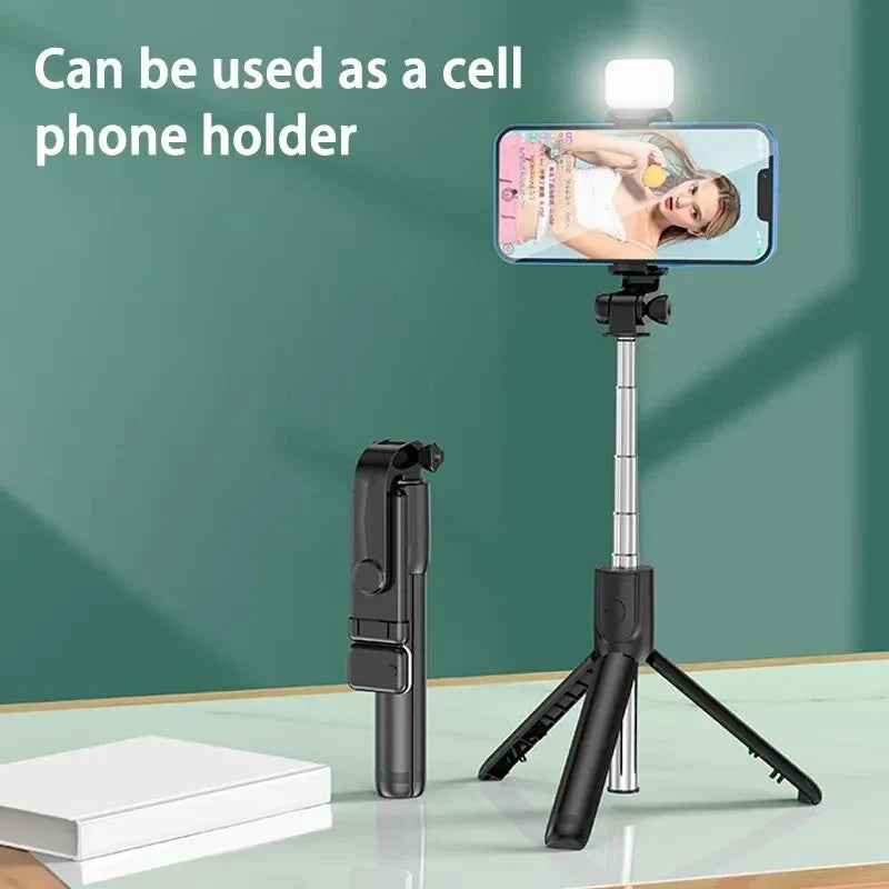 Roreta Monopod Remote Shutter Fill Light for iPhone Samsung Xiaomi Phone Holder Mini Tripod Wireless Bluetooth Selfie Stick