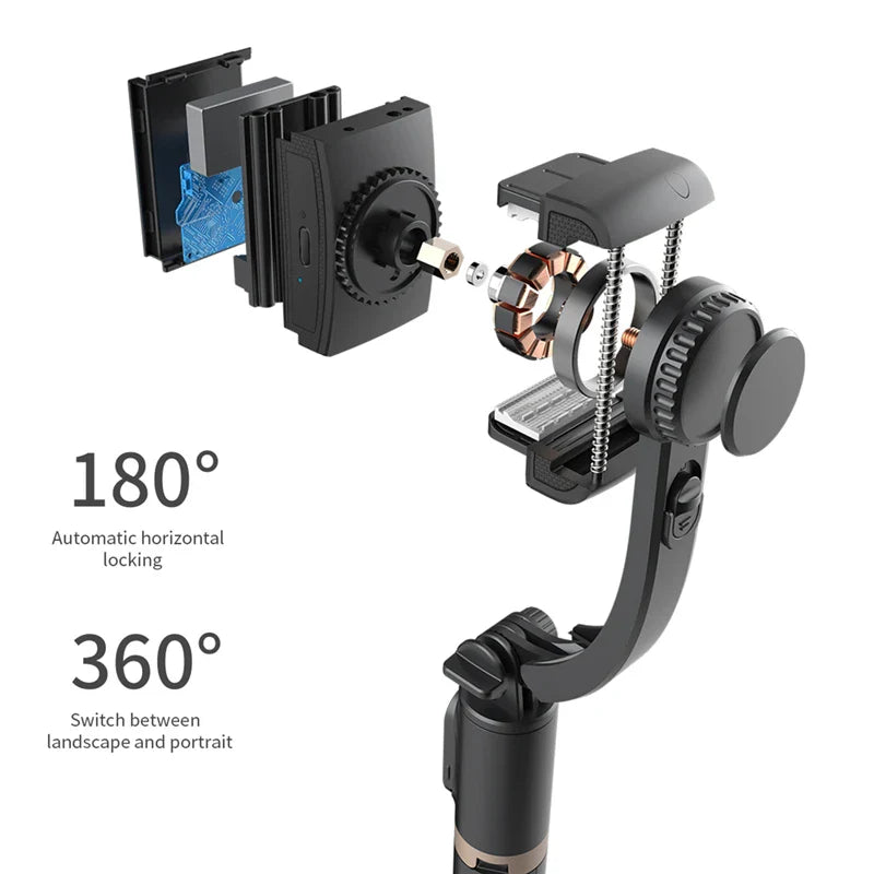 Roreta 2024 NEW Gimbal Stabilizer Selfie Stick Foldable Wireless Tripod with Bluetooth Shutter Monopod for IOS Android