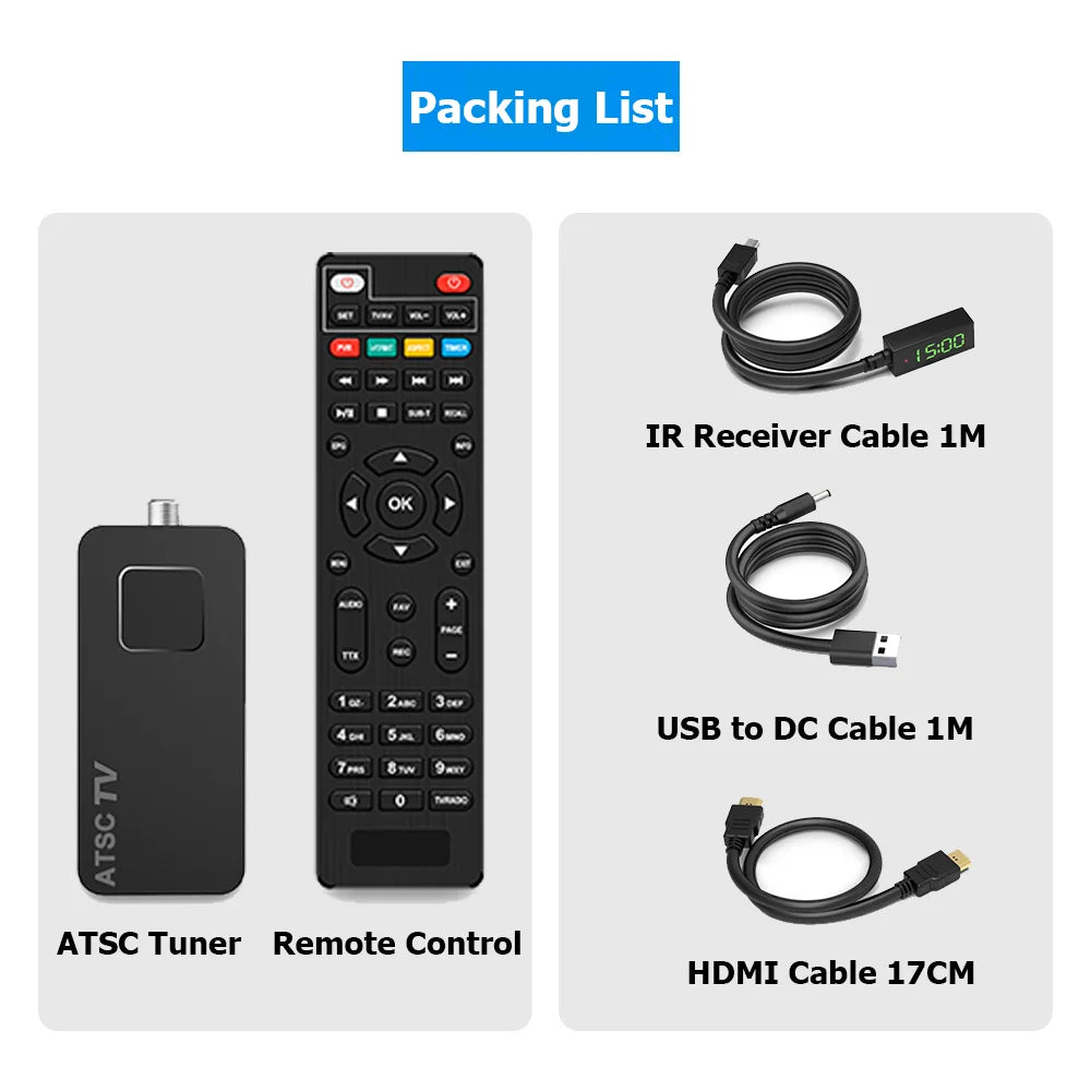Mini Digital TV Converter Box HD FTA ATSC Tuner USB Multimedia PVR Recording EPG Hidden Behind TV Support Korea Canada Mexico US