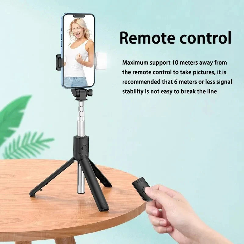 Roreta Monopod Remote Shutter Fill Light for iPhone Samsung Xiaomi Phone Holder Mini Tripod Wireless Bluetooth Selfie Stick