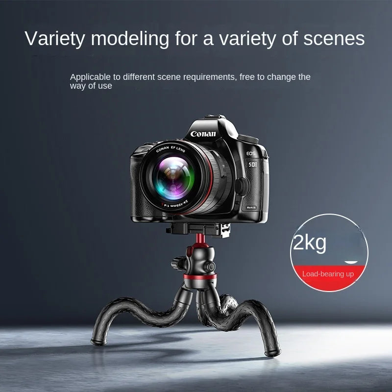 BSLIUFANG 2026 new Flexible Octopus Tripod 2in1 Design Tripod With Phone Holder Side Cold Shoe 1/4'' Screw for Phone Camera DSLR