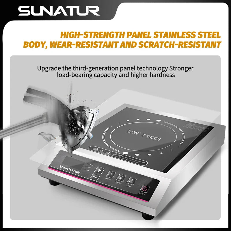 SUNATUR Mini Circular Electric Induction Stove 220V 2-Holes Plaque Cooker Portable Hob for Efficient Cooking, Ideal Mini Cookers