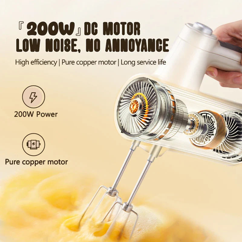 SUNATUR 400W wireless Hand Mixer charging DC Egg Cake Beater Cream Cookies Bakery electric handheld Kitchen blender machine