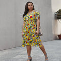 Women's Summer V-Neck Floral Beach Dress
