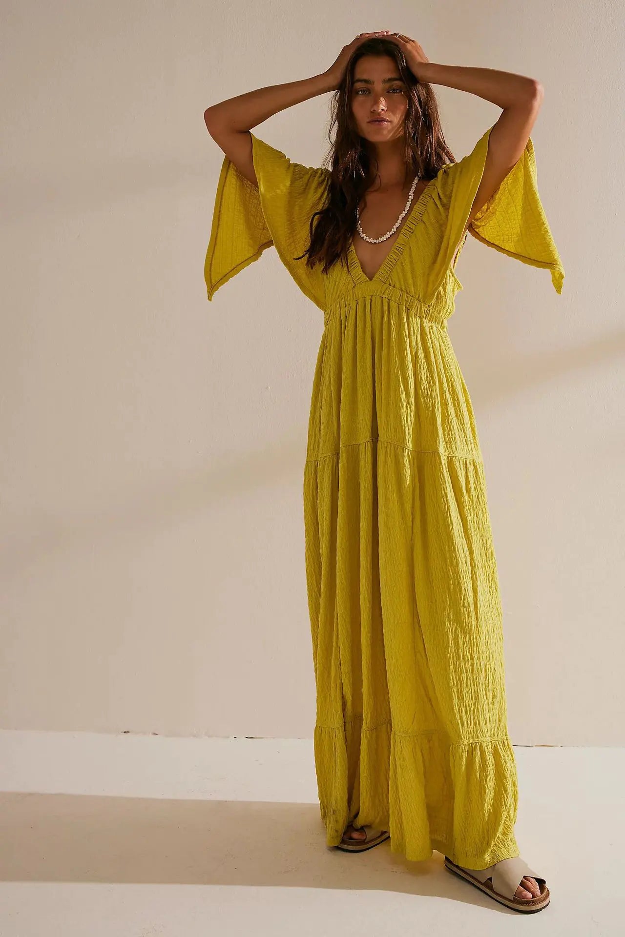 Casual Fashion V-Neck Maxi Dress for Summer