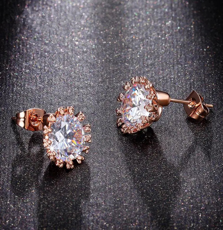 Diamond Earrings, Sterling Silver, 3 Carat Studs
