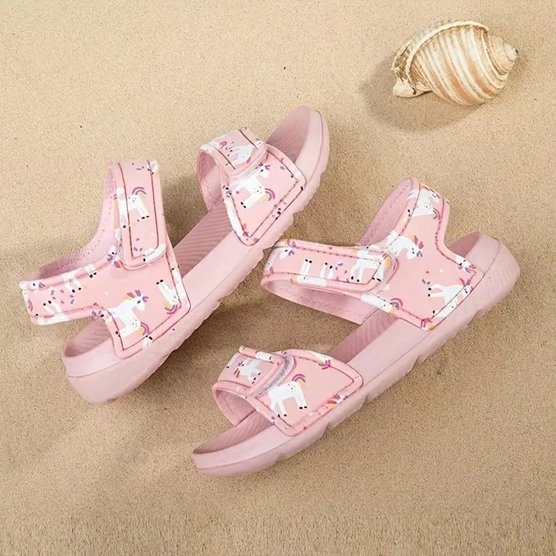 Trendy Girls Cartoon Print Non-Slip Summer Sandals