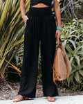 Plus Size Women's High Rise Wide Leg Pants with Pockets