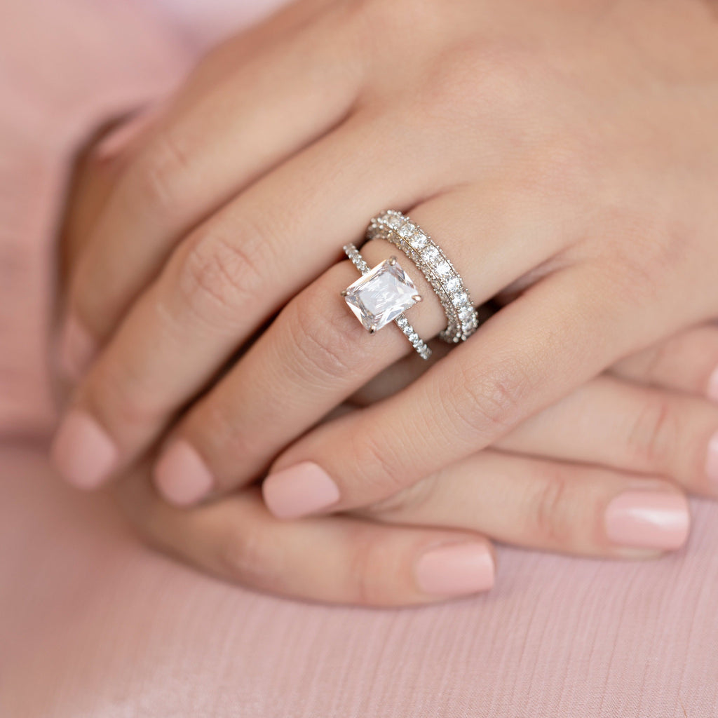 Jasmine Eternity Ring in Silver - Triple the Glamour